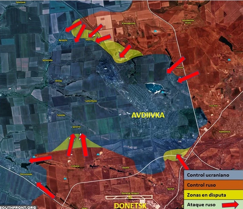 MAPA: Situación operativa en el sector de Avdiivka (actualizada a 20 de octubre de 2023).