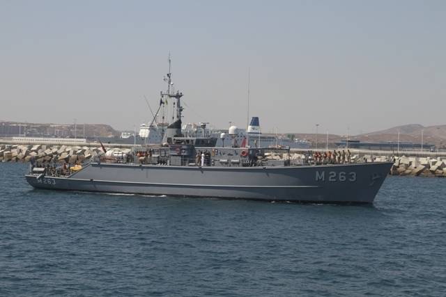 El buque más veterano de la actual fuerza de la SNMCMG2 es el cazaminas turco Erdek M-263, de la clase Circé/Edincik, transferido por Francia en 1998, donde sirvió como Cybele M-712. Julio Maíz (Copyright defensa.com)