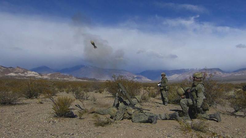 Disparo de mortero de 120MM, estuvieron las secciones de morteros pesados de varios regimientos