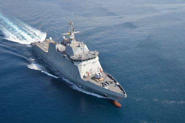 El BAM “Tornado” (P-44) de la Armada, a vista de pájaro (foto Navantia). El BAM “Tornado” (P-44) de la Armada, a vista de pájaro (foto Navantia).