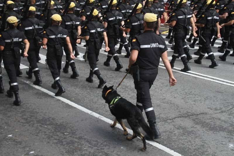 12. Además del carnero de la Legión, los caballos, pudimos ver este perro del Cuarto Batallón de Intervención en Emergencias (BIEM IV). 12. Además del carnero de la Legión, los caballos, pudimos ver este perro del Cuarto Batallón de Intervención en Emergencias (BIEM IV).