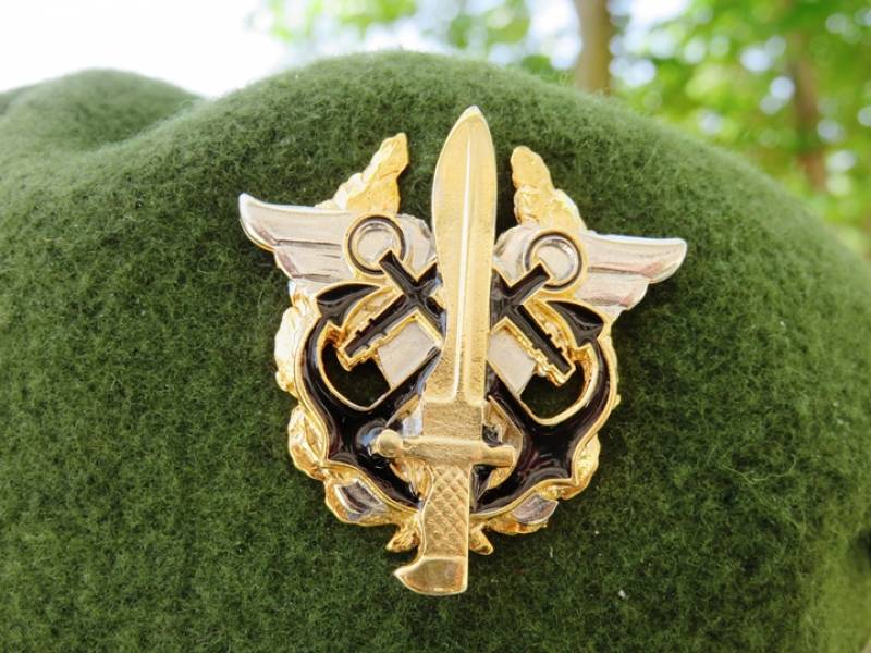 El personal del MCOE lleva una boina verde identificativa con el emblema característico que reúne detalles de las OE de los 3 ejércitos El personal del MCOE lleva una boina verde identificativa con el emblema característico que reúne detalles de las OE de los 3 ejércitos