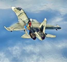 Sukhoi Su-30 MkII exhibiendo el arte en el tim�n de cola del 10mo aniversario de servicio en la AMBV.