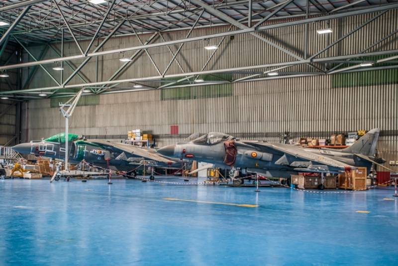 En los hangares del Segundo Escaln de Mantenimiento de la FLOAN, en la Base Aeronaval de Rota, es donde todo un equipo de profesionales de la Armada espaola realiza el mantenimiento a los viejos Harriers de la novena Escuadrilla. Esta unidad tiene como misin programar, dirigir y ejecutar las tareas de sostenimiento de todas las aeronaves de la Armada, as como de aquellos otros equipos que por su naturaleza o tecnologa as lo requiera.