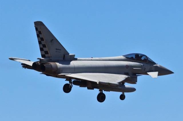 También estaban presentes en Albacete varios Eurofighter italianos, que con los españoles del mismo modelo, dieron apoyo a las operaciones de PR. (Julio Maíz/defensa.com)