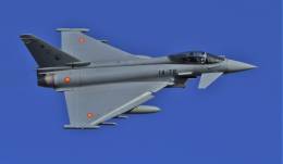 Uno de los aviones de combate Eurofighter despegando desde Torrej�n. (Julio Ma�z)