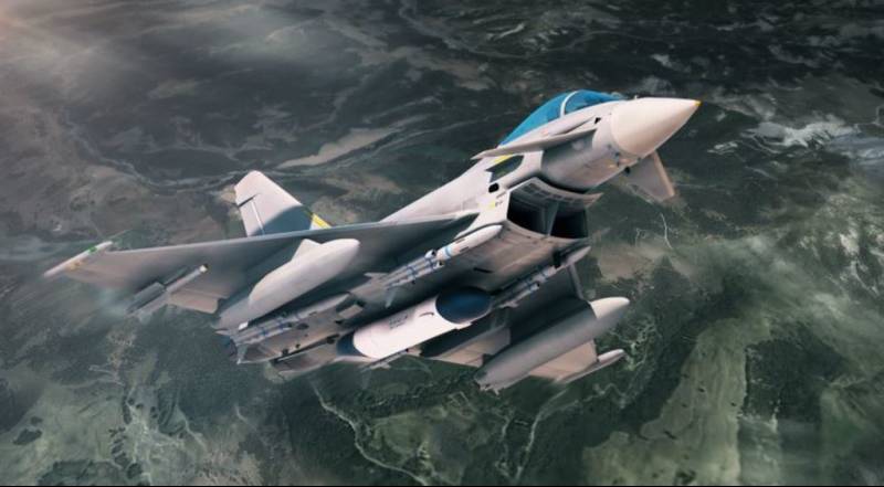 Imagen de un Eurofighter Typhoon dotado del pod Sky Shield (Rafael/Hensoldt)