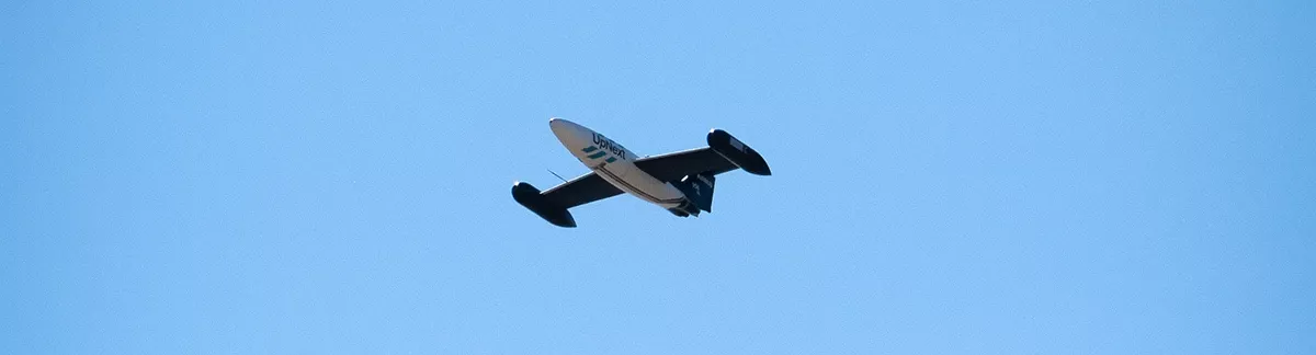 Dron DT-25 en vuelo. Foto: Airbus Dron DT-25 en vuelo. Foto: Airbus