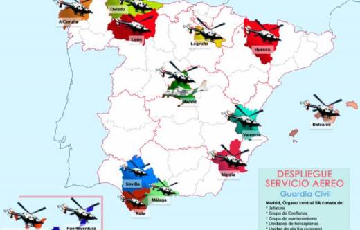 El Servicio Aéreo de la Guardia Civil opera desde 14 bases en España y algunas más en el extranjero. (GC)