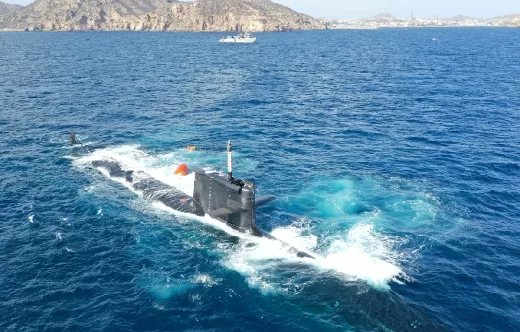 Foto: La primera inmersión estática del submarino S-81. Foto: Navantia