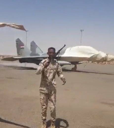 Cazas MiG-29 de la Fuerza Aérea egipcia en la base aérea de Marawi, Sudán.