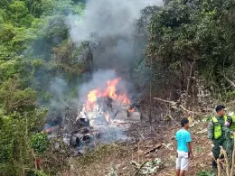 Restos del  Sukhoi 30 Mk2 siglas AMB-3363. Foto:Guardia Nacional Bolivariana