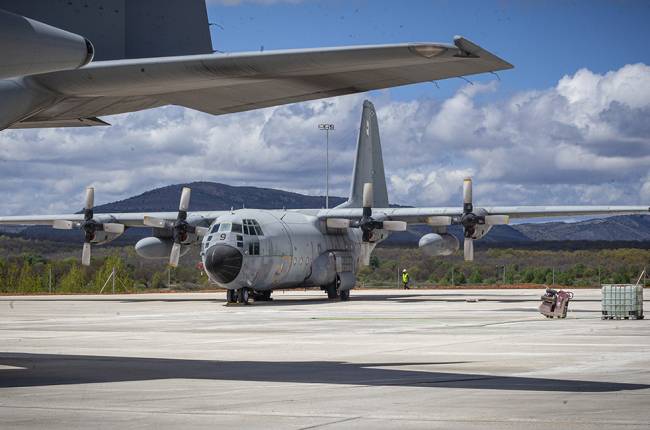 Uno de los Hercules que pertenecieron al Ejército del Aire y del Espacio, estacionado en el aeródromo de Garray (foto Diario de Soria).