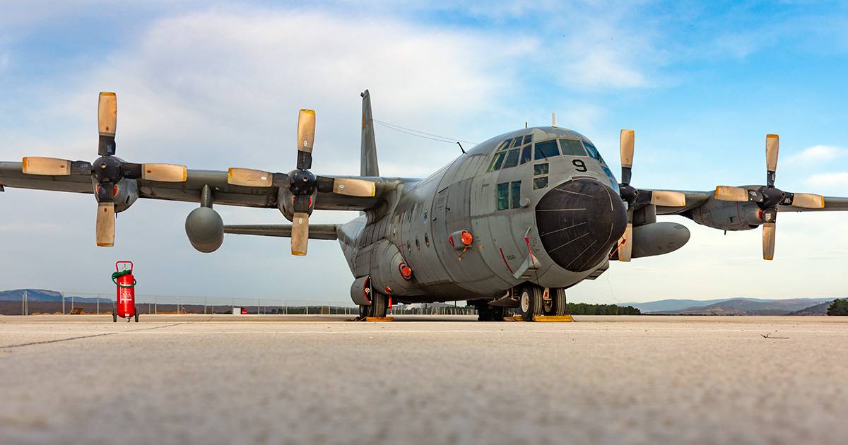 Uno de los Hercules a su llegada a Garray. Foto: Ejrcito del Aire