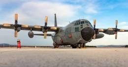 Uno de los Hercules a su llegada a Garray. Foto: Ejrcito del Aire