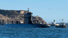 Imagen del submarino S-81 “Isaac Peral” en la dársena de Cartagena. (foto Jose Damian Gonzalez Martinez). 