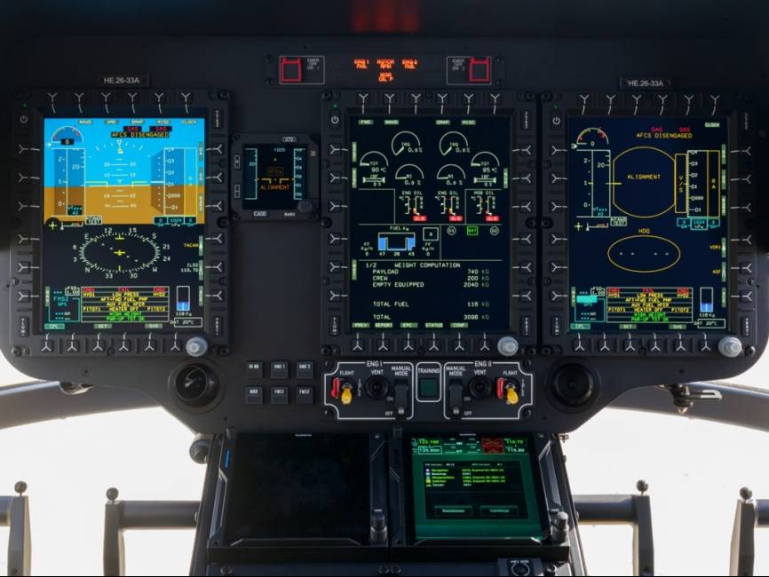 Detalle del moderno cockpit del H135, que presenta la aviónica Helionix. (foto José Antonio Almarza)
