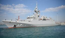 La corbeta de Al-Diriyah construida por Navantia en la base naval de Yeda. (foto Real Marina de Arabia Saudita)