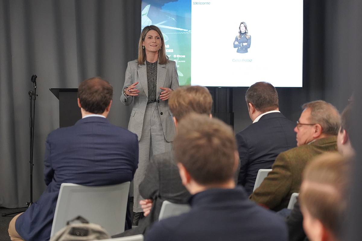 La espaola Celia Pelaz durante su intervencin en el evento (HENSOLDT)