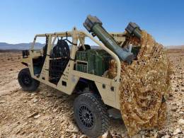 El vehculo de Operaciones Especiales Netn ha sido exhibido varias veces con las municiones merodeadoras israeles Hero-30.