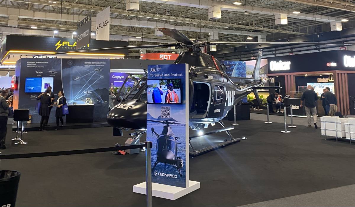 Leonardo tuvo una importante participacin en la feria. En exposicin un AW119Kx de la Polcia Rodoviria Federal o PRF (autor)