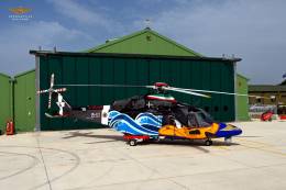 El helic�ptero HH139B pintado con el pato Lucas. (foto AMI)