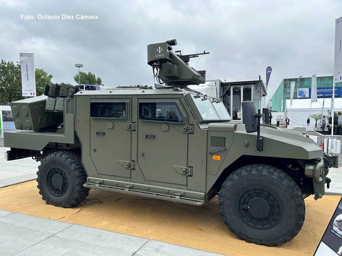 MBDA ha presentado el novedoso concepto Ground Warden sobre un vehículo semiblindado 4x4 Sherpa. (Octavio Díez Cámara) MBDA ha presentado el novedoso concepto Ground Warden sobre un vehículo semiblindado 4x4 Sherpa. (Octavio Díez Cámara)