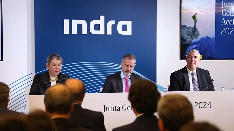 Indra ratifica a Marc Murtra como presidente ejecutivo de la compañía. El presidente de Indra Marc Murtra durante su intervención en la Junta General Ordinaria de Accionistas, en la que se ratificó su cargo.