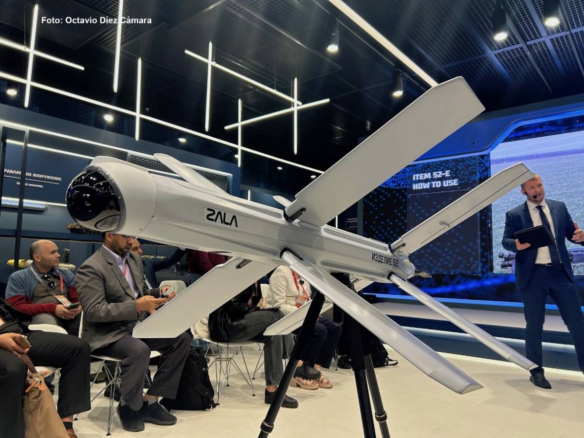 Se ha realizado la primera jornada de Army 2024 una presentación restringida para conocer algunos detalles de la munición merodeadora Zala 52-E. (Octavio Díez Cámara) Se ha realizado la primera jornada de Army 2024 una presentación restringida para conocer algunos detalles de la munición merodeadora Zala 52-E. (Octavio Díez Cámara)