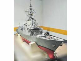 La maqueta a�n en el taller del autor, lista para el viaje.