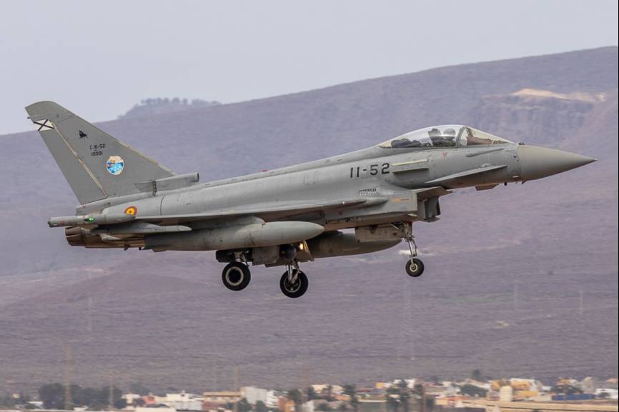 Este Eurofighter del Ala 11, lleva en la cola el símbolo de la participación en el reciente despliegue Pacific Skies 2024.