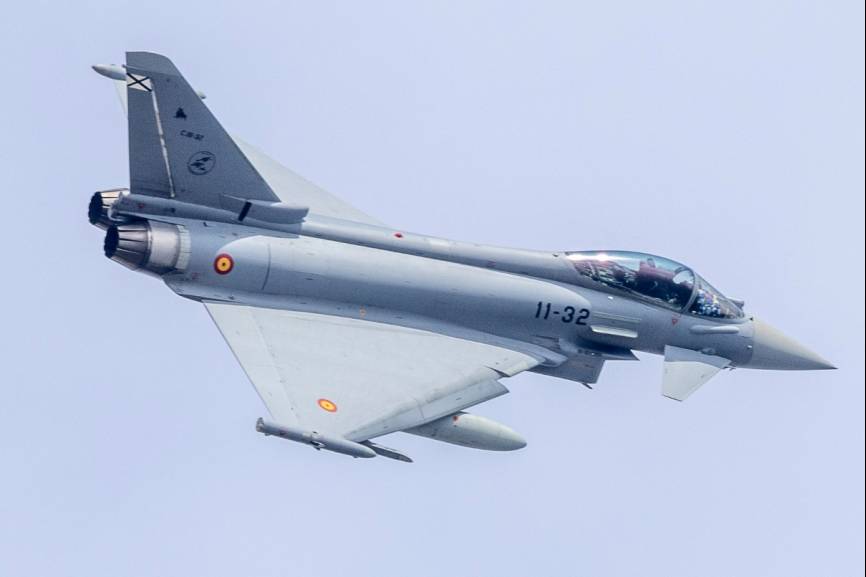 Imagen de otro de los Eurofighter participantes, en este caso del Ala 11, con base en Morón (Sevilla).