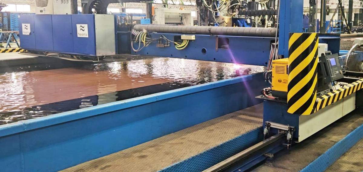 Corte de la chapa de la segunda corbeta saudí. (Navantia) Corte de la chapa de la segunda corbeta saudí. (Navantia)