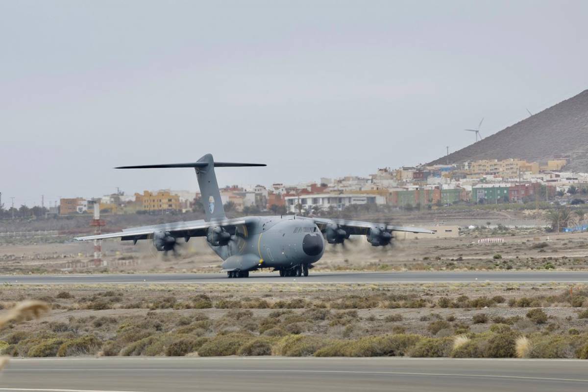A400M del Ejrcito del Aire durante el ejercicio Sirio 24 en Canarias (Ejrcito del Aire)