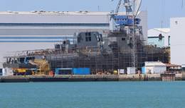 El futuro patrullero de la Real Marina de Marruecos en el astillero de Navantia San Fernando. (foto Julio Maz)