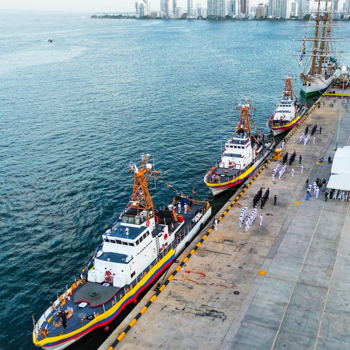 Entrega de las tres nuevas patrulleras de la Armada de Colombia en  la Base Naval ARC Bolívar, en Cartagena.