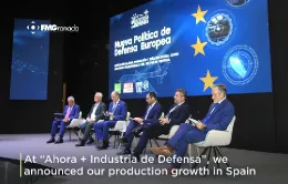 La intervención de Manuel García-Sañudo en el evento “Ahora + Industria de Defensa” en la que confirmó los planes para Vadollano. Foto: FMG