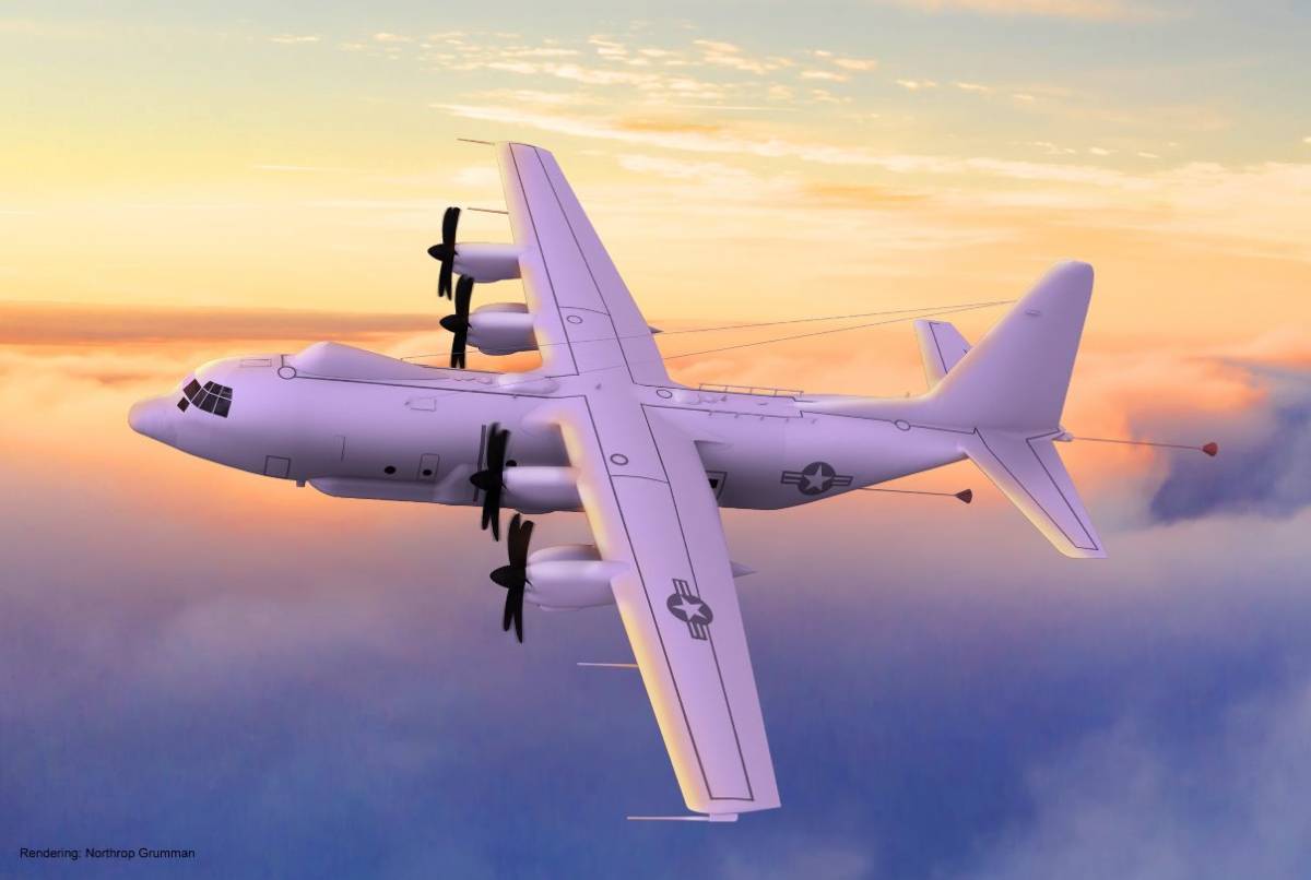 Imagen digital del futuro E-130J con capacidad TACOMA. (foto Northrop Grumman) Imagen digital del futuro E-130J con capacidad TACOMA. (foto Northrop Grumman)