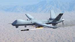 Uno de los MQ-9 Reaper de la Fuerza Area de los Estados Unidos lanzando un misil Hellfire. (foto US Army)