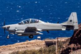 Uno de los A-29N aterrizando en el aeropuerto de Gando, procedente de Cabo Verde. (foto Antonio Rodriguez Santana)