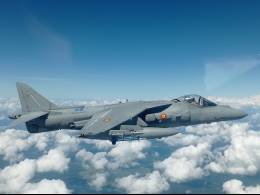 Uno de los AV-8B de la Novena Escuadrilla en vuelo. (Foto Armada)