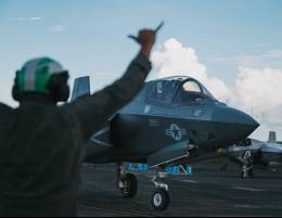 Aviones F-35B Lightning II del VMFA-225 del Cuerpo de Marines operando desde la Ceiba. (Foto: USMC)