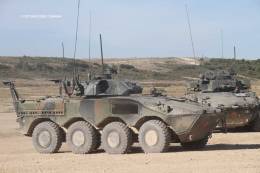 Blindados de ruedas Freccia italianos en Zaragoza en el ejercicio Stronghead. (Octavio Dez Cmara)  