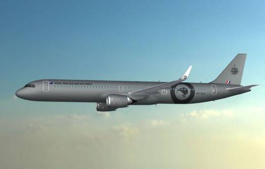 Imagen digital de cmo sern los A321XLR de la Real Fuerza Area de Nueva Zelanda. (foto RNZAF)
