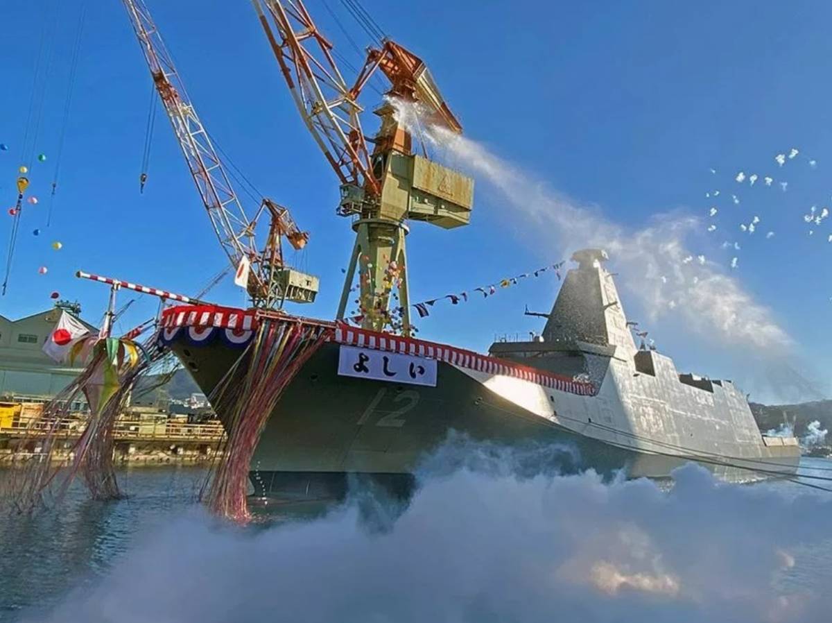 Botadura de la futura fragata �Yoshii� en los astilleros de HMI sitos en Nagasaki. (foto MHI)