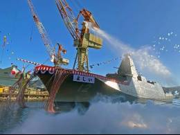 Botadura de la futura fragata �Yoshii� en los astilleros de HMI sitos en Nagasaki. (foto MHI)