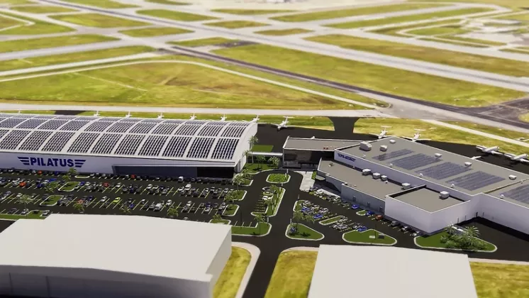 Imagen generada por ordenador de la futura instalaci�n de Pilatus en Sarasota, Florida, dentro del aeropuerto internacional Sarasota Bradenton. Foto: Pilatus