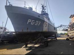 El patrullero guardacostas AB Albatros (PG-33)  en grada para ser sometida a trabajos de carenado. (Foto Armada Bolivariana)