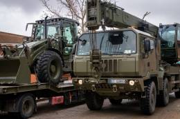 Camiones de la Brigada Paracaidista que participan en el ejercicio SteadfasDart26 (Ej�rcito de Tierra)