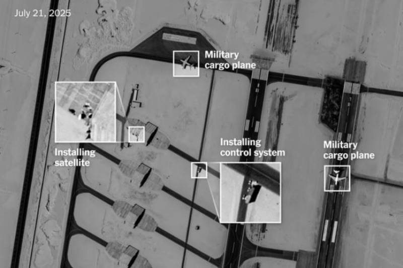 Im�genes satelitales muestran la instalaci�n de sistemas de drones Akinci mientras aviones de carga turcos aterrizan y despegan del aeropuerto de East Owainat en Egipto. Cr�dito The New York Times.